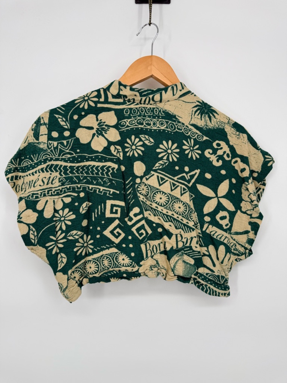 Loco Lindo XL Cropped Bolero Shrug Top Green Tropical Tiki Retro Tahiti BoraBora - Picture 4 of 16